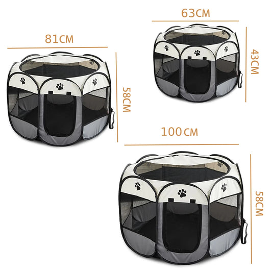 Foldable Pet Tent Kennel Cat Delivery Room Octagonal Fence Puppy Shelter Detachable Pet Tent Outdoor Cat Cage Dog Fences