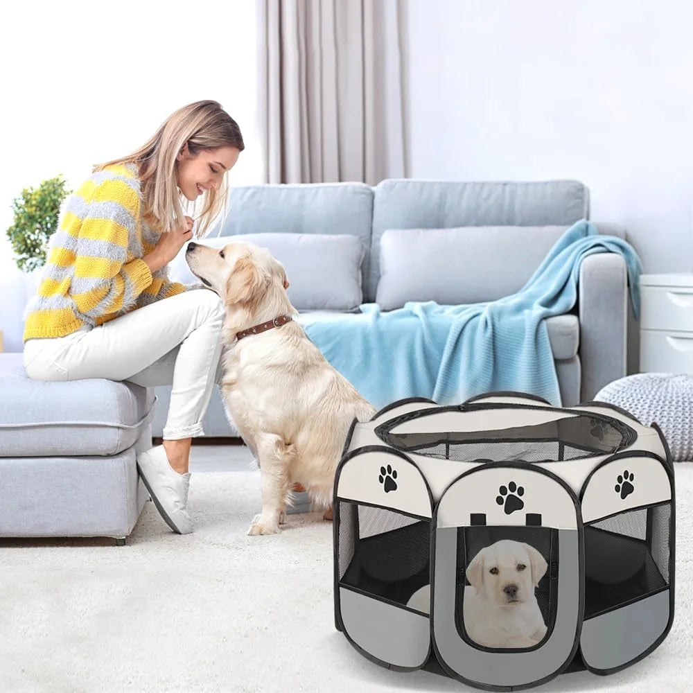 Foldable Pet Tent Kennel Cat Delivery Room Octagonal Fence Puppy Shelter Detachable Pet Tent Outdoor Cat Cage Dog Fences