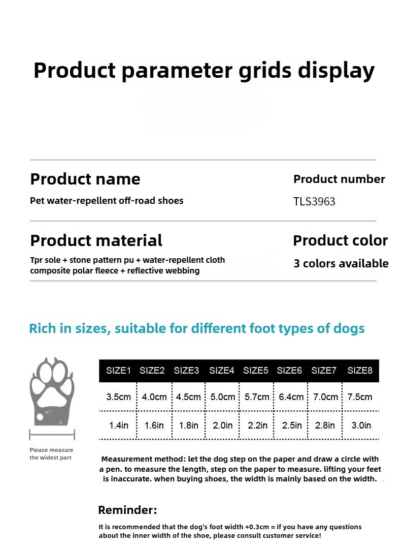 Dog Shoes Adjustable Waterproof Warm and Protect The Feet Small Dogs Reflective Shoes Easy Clean Pet Supplies Products