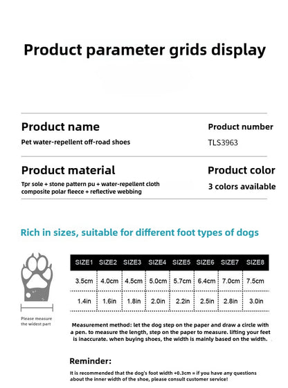 Dog Shoes Adjustable Waterproof Warm and Protect The Feet Small Dogs Reflective Shoes Easy Clean Pet Supplies Products