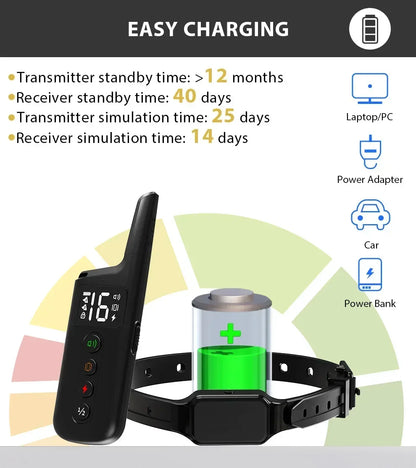 2024 New Electric Waterproof Dog Training Collar Rechargeable Remote Control Static Shock Vibration Anti Bark Collars for Dogs