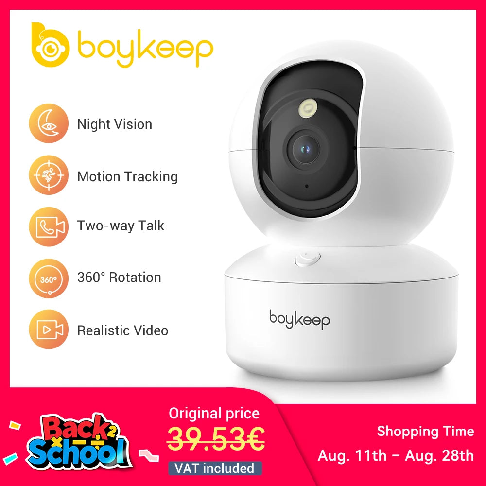 BoyKeep 3MP 5G/2.4GHz WiFi Indoor Home Security IP Smart Pet Dog Camera Automatic Tracking 24/7 Video Surveillance Camera