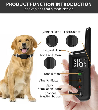 2024 New Electric Waterproof Dog Training Collar Rechargeable Remote Control Static Shock Vibration Anti Bark Collars for Dogs