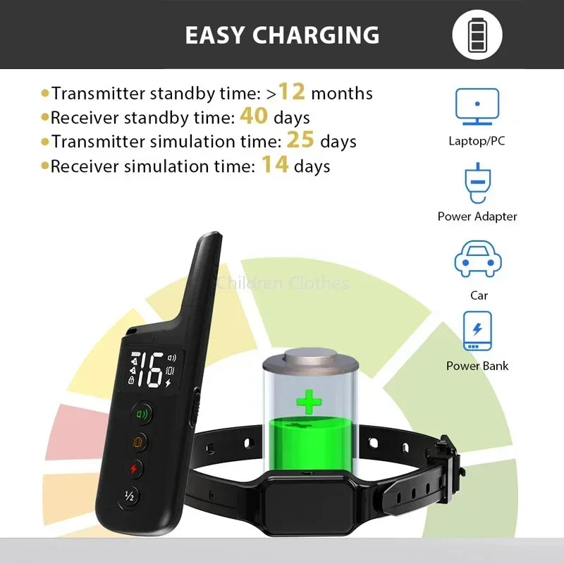 2024 New Electric Waterproof Dog Training Collar Rechargeable Remote Control Static Shock Vibration Anti Bark Collars for Dogs