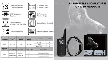 2024 New Electric Waterproof Dog Training Collar Rechargeable Remote Control Static Shock Vibration Anti Bark Collars for Dogs