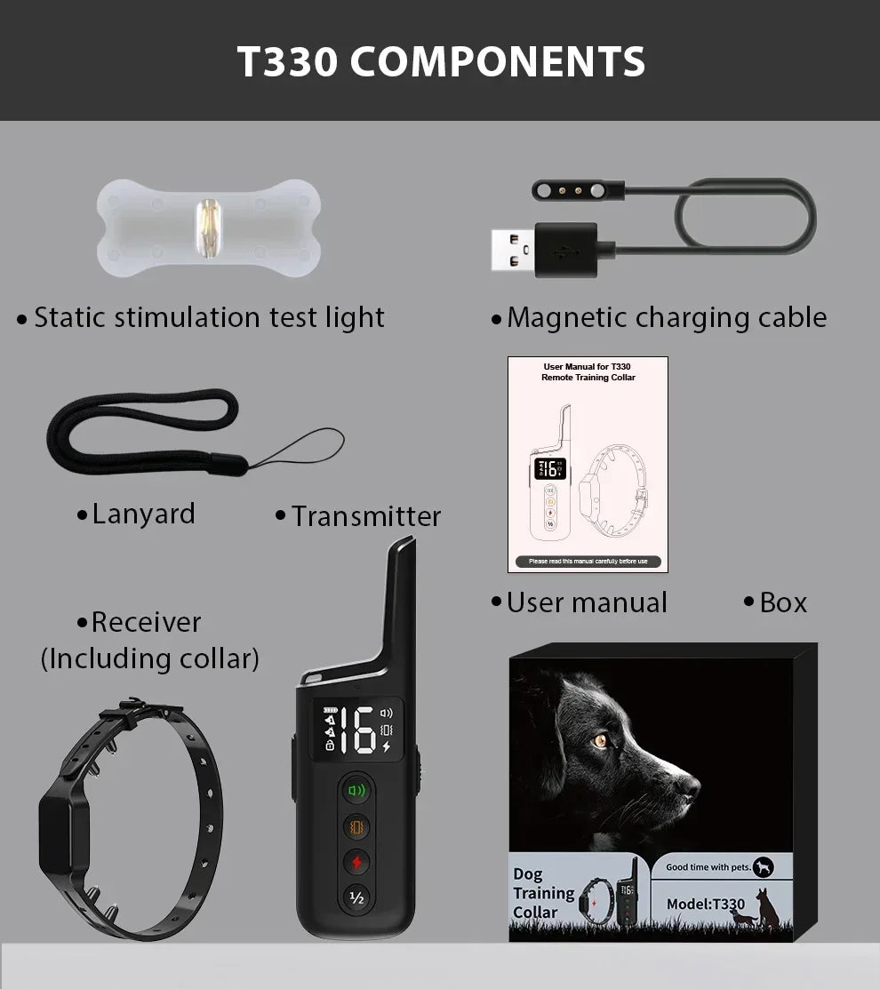 2024 New Electric Waterproof Dog Training Collar Rechargeable Remote Control Static Shock Vibration Anti Bark Collars for Dogs