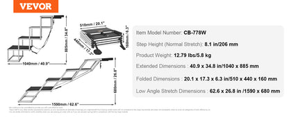SucceBuy Dog Stair for Cars Wide Dog Car Steps Folding Portable Pet Steps Lightweight Aluminum for Car SUV and Truck 150 lbs