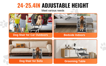 SucceBuy Dog Stair for Cars Wide Dog Car Steps Folding Portable Pet Steps Lightweight Aluminum for Car SUV and Truck 150 lbs